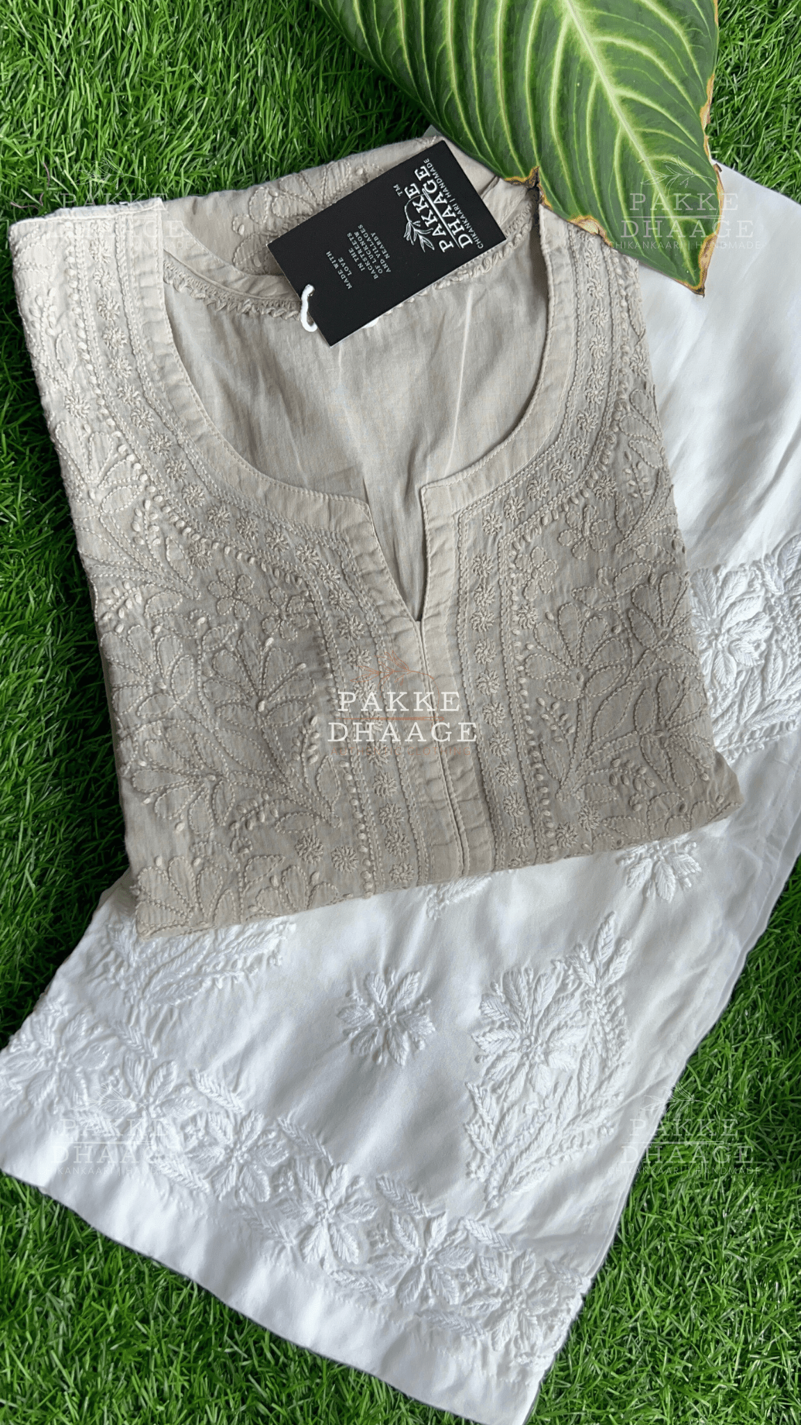 Zarah Pure Mulmul Chikankari Kurta - Grey