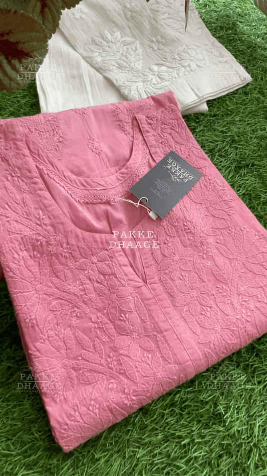 Zarah Pure Mulmul Plus Size Kurta - Dusky Pink