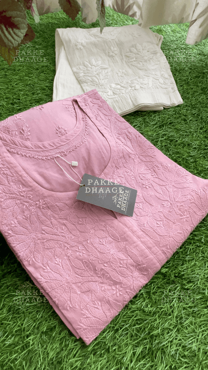 Zarah Pure Mulmul Plus Size Kurta - Mauve Mist