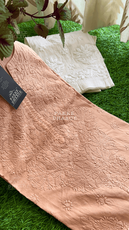 Zarah Pure Mulmul Plus Size Kurta - Mocha Mousse