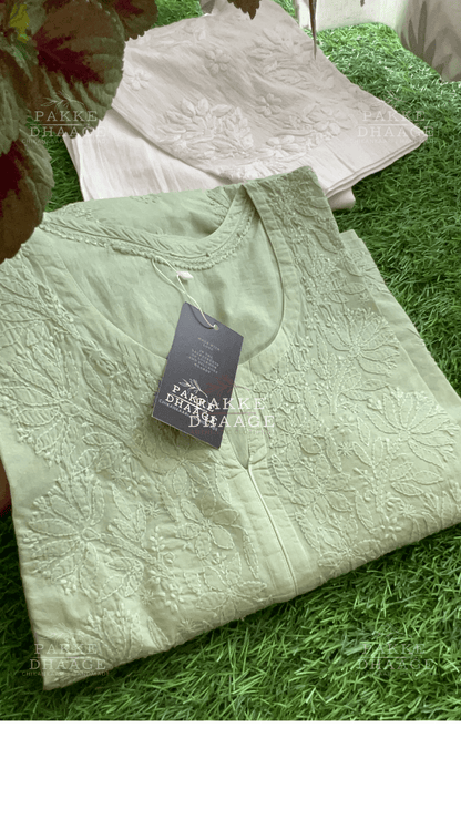 Zarah Pure Mulmul Plus Size Kurta - Pistachio Green