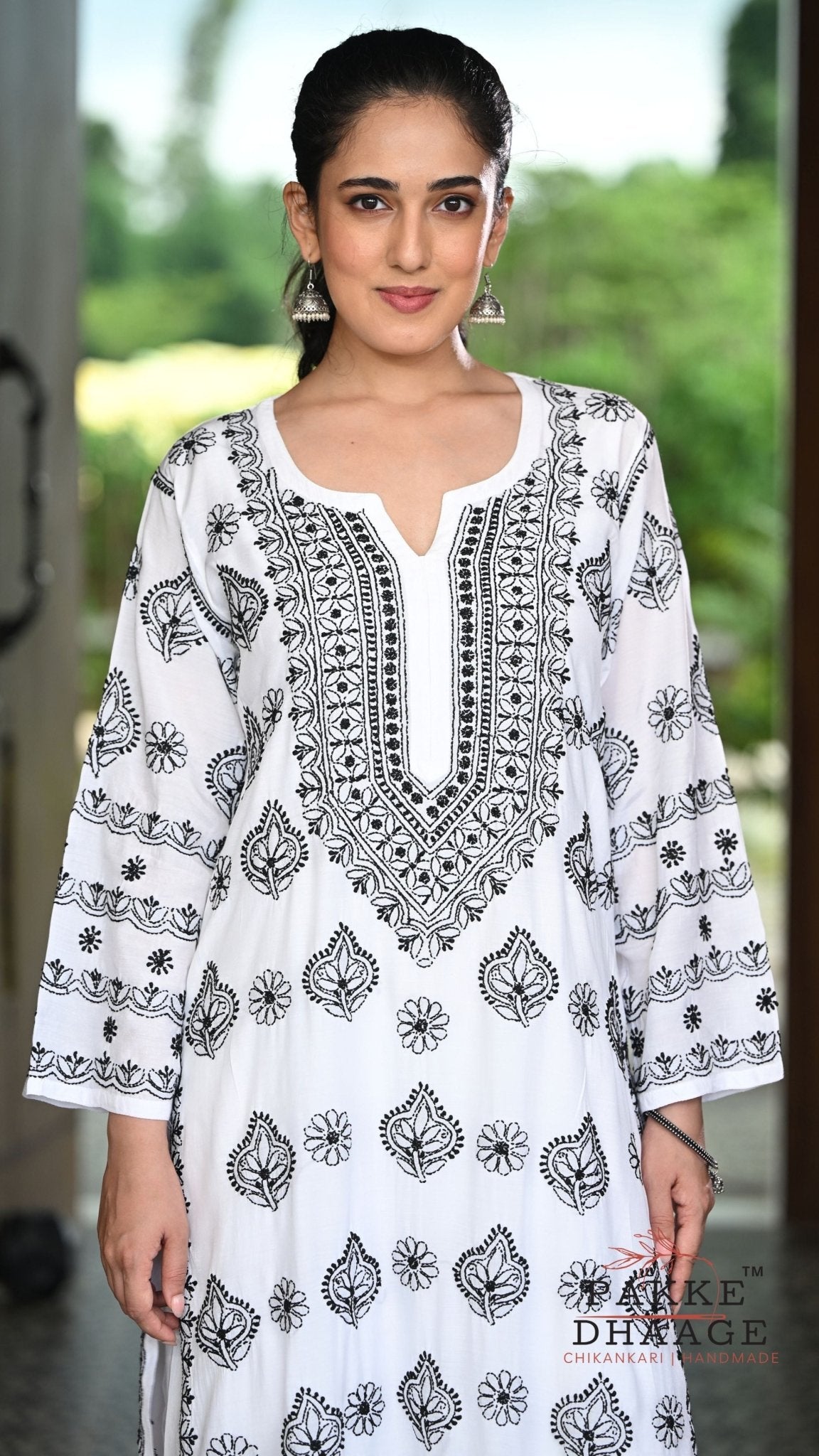 Zeba Handcrafted Monochrome Pure Muslin Chikankari Kurta