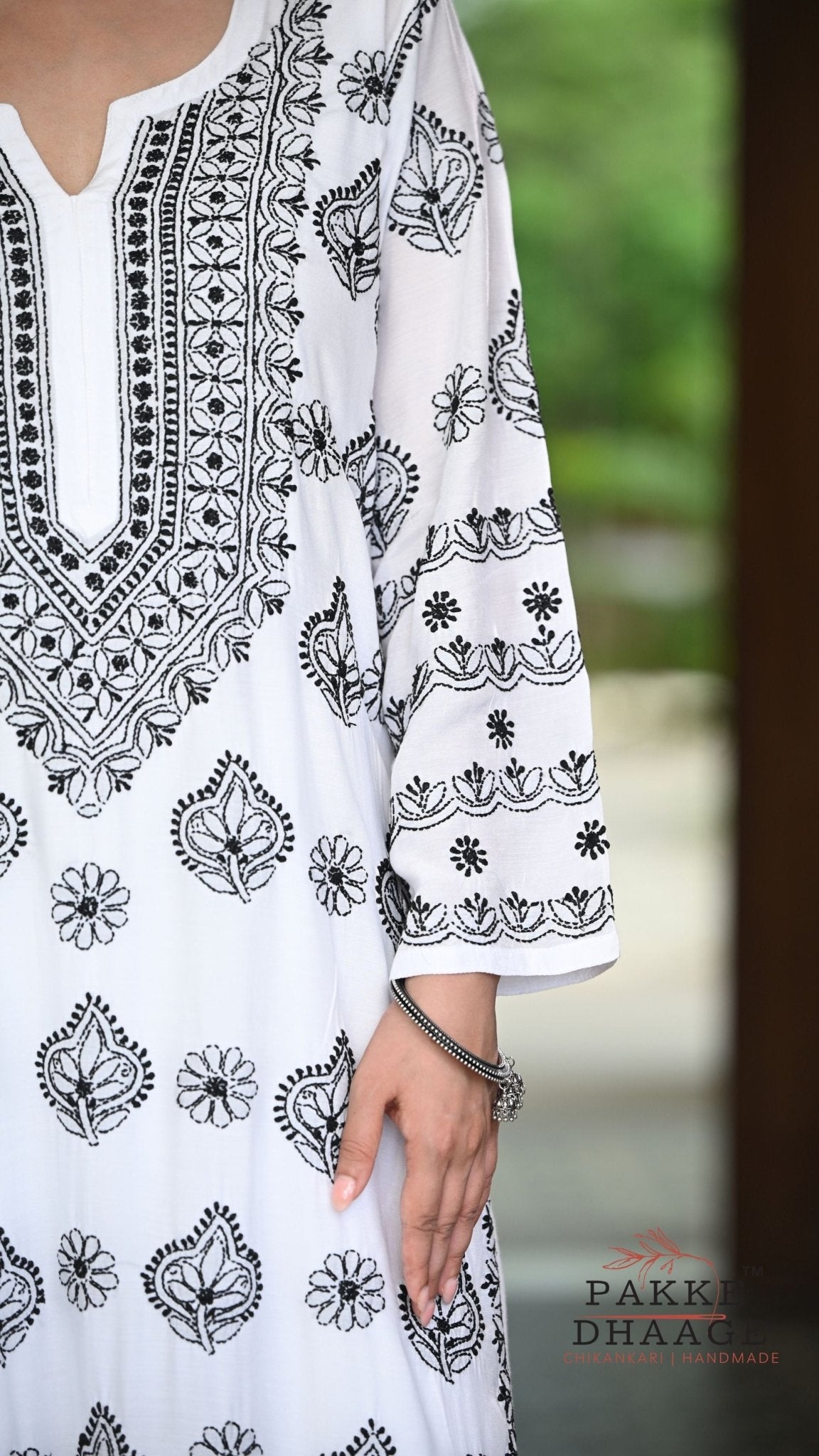 Zeba Handcrafted Monochrome Pure Muslin Chikankari Kurta
