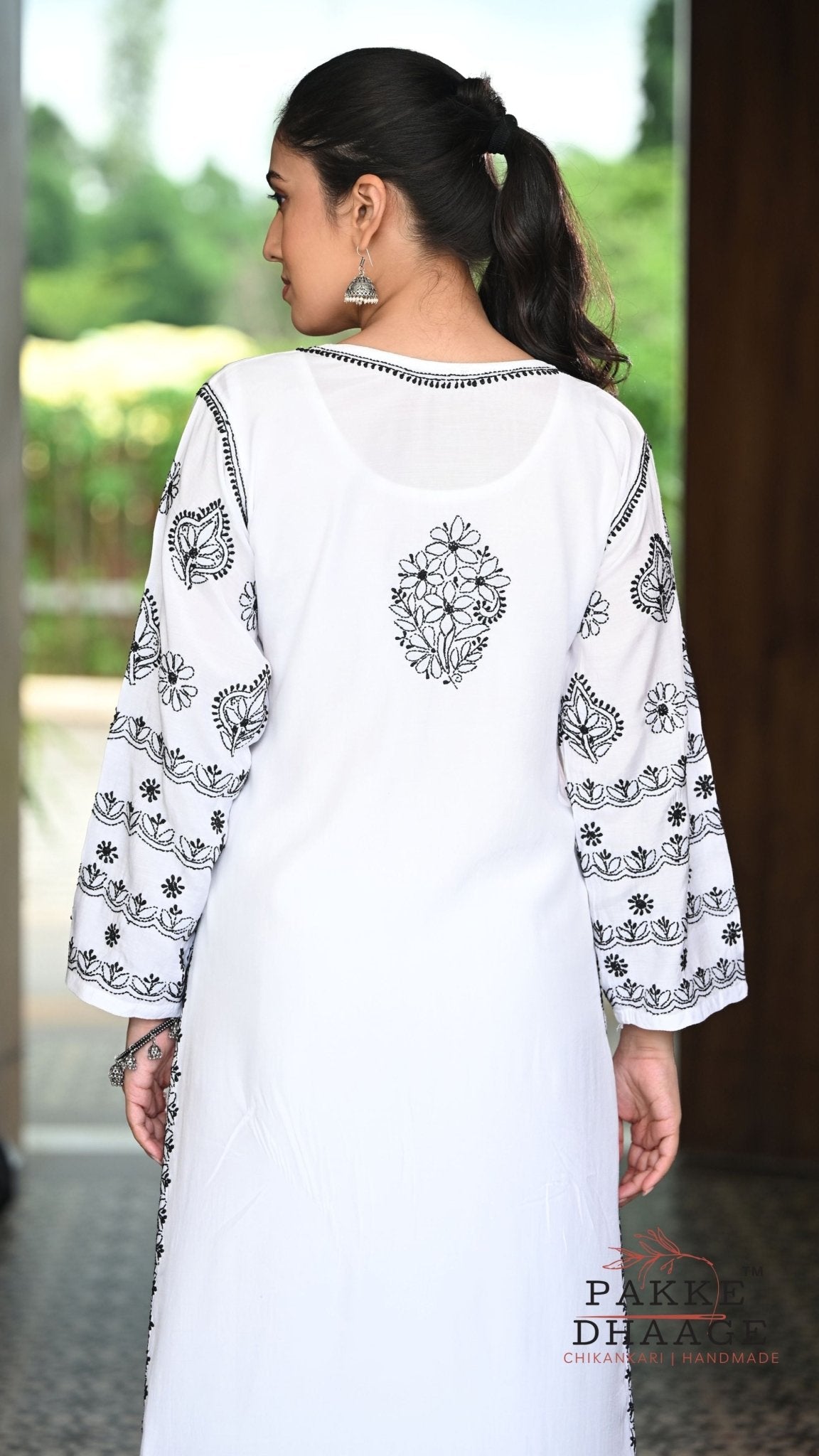 Zeba Handcrafted Monochrome Pure Muslin Chikankari Kurta