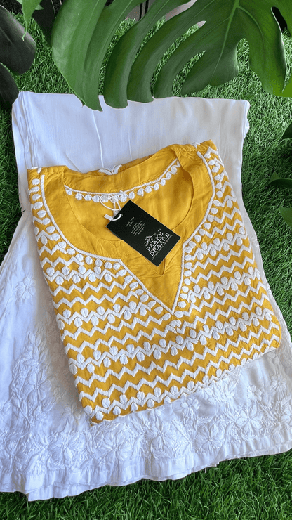 Ziya Chikankari Pure Modal Kurtis Sun-Kissed Yellow