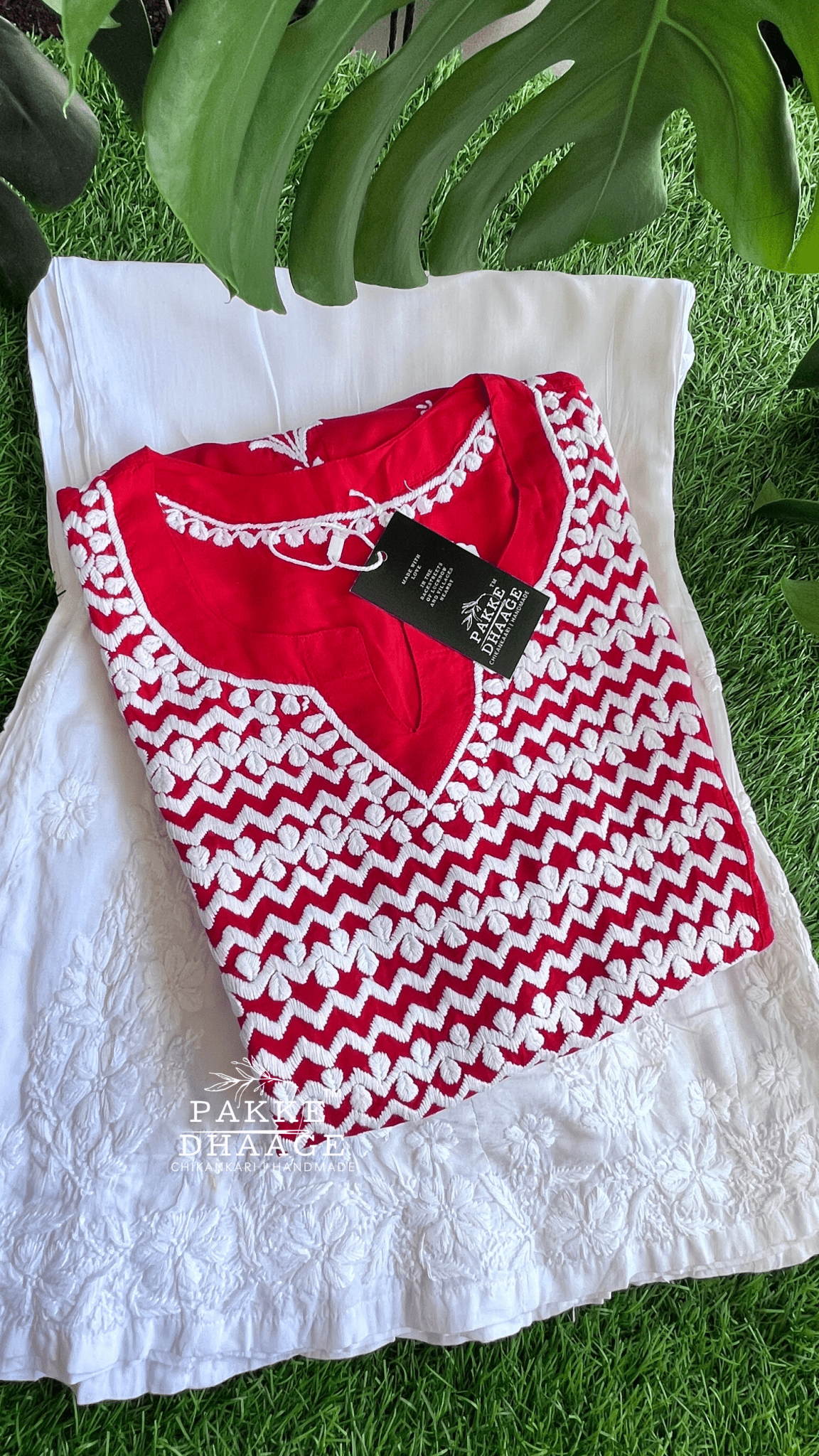 Ziya Chikankari Pure Modal Kurtis Radiant Red